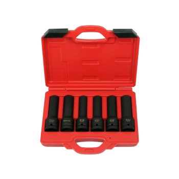   légkulcsfej készlet, E-torx és 12-lapos, metrikus, hosszú, 3/4", 6 darabos