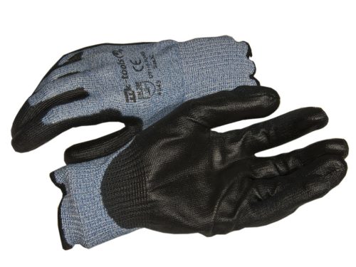 PU tenyérmártott, nylon VÁGÁSÁLLÓ (5-ös szintű, EN 4543) kesztyű, XL-es