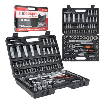   Heidmann dugókulcs készlet 1/2"-1/4", 4-32mm, 108 darabos