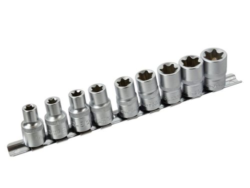 Geko E Torx dugókulcs készlet, külső, 1/2", 9db