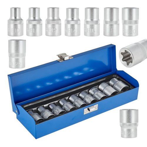 Geko E Torx dugókulcs készlet, belső, 1/2", 9db