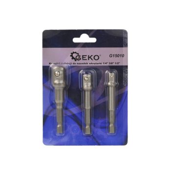   Geko dugókulcs adapter készlet fúrókhoz, 1/4", 3/8" és 1/2", 3db