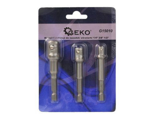 Geko dugókulcs adapter készlet fúrókhoz, 1/4", 3/8" és 1/2", 3db