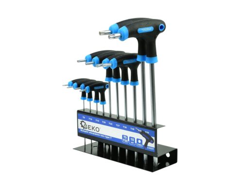 Geko T-típusú Torx csavarhúzó készlet, T9-T50, 10db