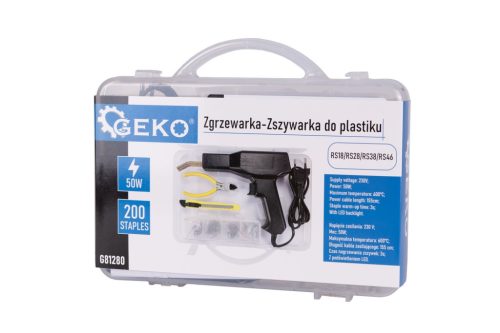Geko műanyag hegesztő és tűzőgép készlet, 200db kapocs, 50W