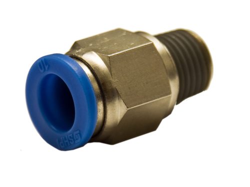 műanyag-levegőcső dugaszolható csatlakozó, egyenes, külső menetes, 1/4", 10mm