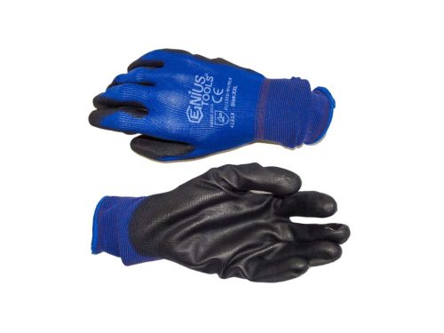PU tenyérmártott, nylon kesztyű (EN 4131), kék, XXL-es