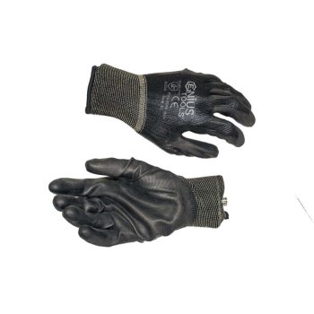   PU tenyérmártott, poliészter kesztyű (EN 3121), fekete, XL-es