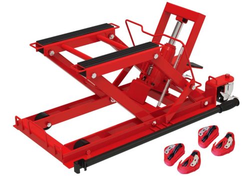 hidraulikus motorkerékpár és quad emelő, 400kg, 4db hevederrel