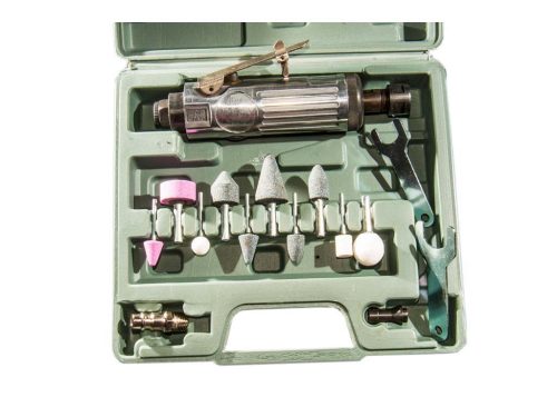 pneumatikus mini csiszoló gép + fejkészlet, 15 darabos