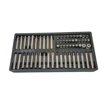   T-torx, t-torx (lyukas), imbusz, XZN bit készlet + 3/8" és 1/2" crowa foglalat, 60 darabos